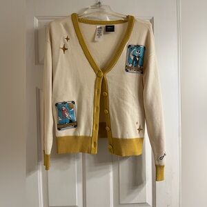 Disney Cream Cardigan with Mustard Trim and Patch Art